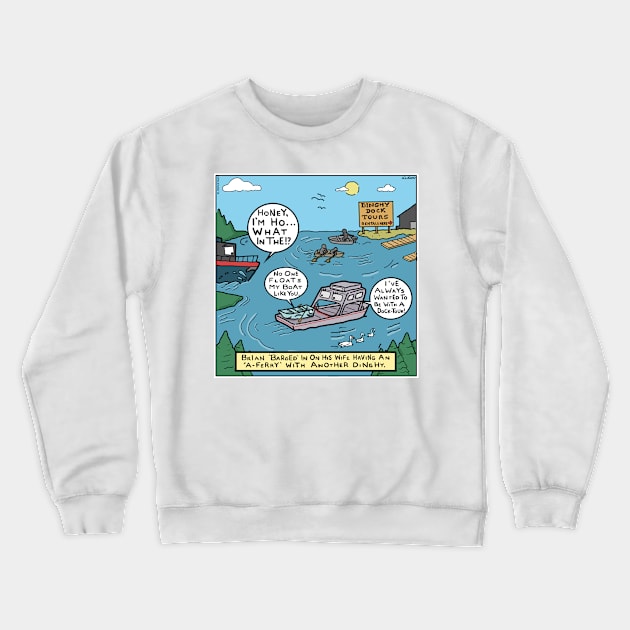 Barge In On A Ferry Crewneck Sweatshirt by Nick Navatta